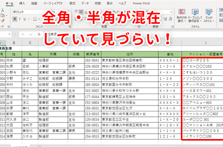 excel 全角 文字を統一して見やすい表を作るコツ 1 excel e585a8e8a792 e69687e5ad97e38292e7b5b1e4b880e38197e381a6e8a68be38284e38199e38184e8a1a8e38292e4bd9ce3828be382b3e38384