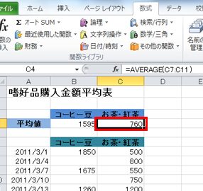 Excelアベレージで平均値を瞬時に集計 1