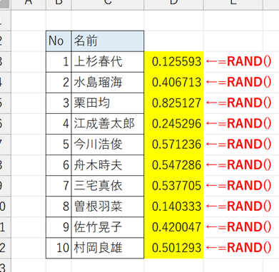 Excelランダム並び替えでデータを自由に 1