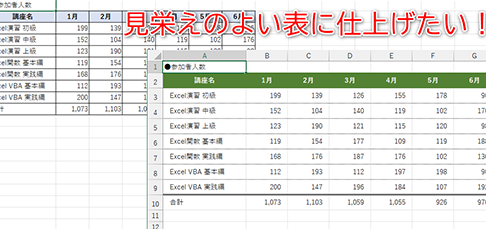 Excel文字間隔で表を読みやすくデザイン 1