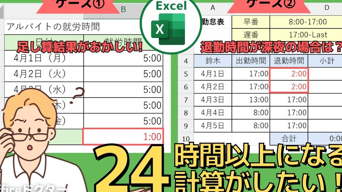 Excel時刻足し算で時間管理を簡単に 1
